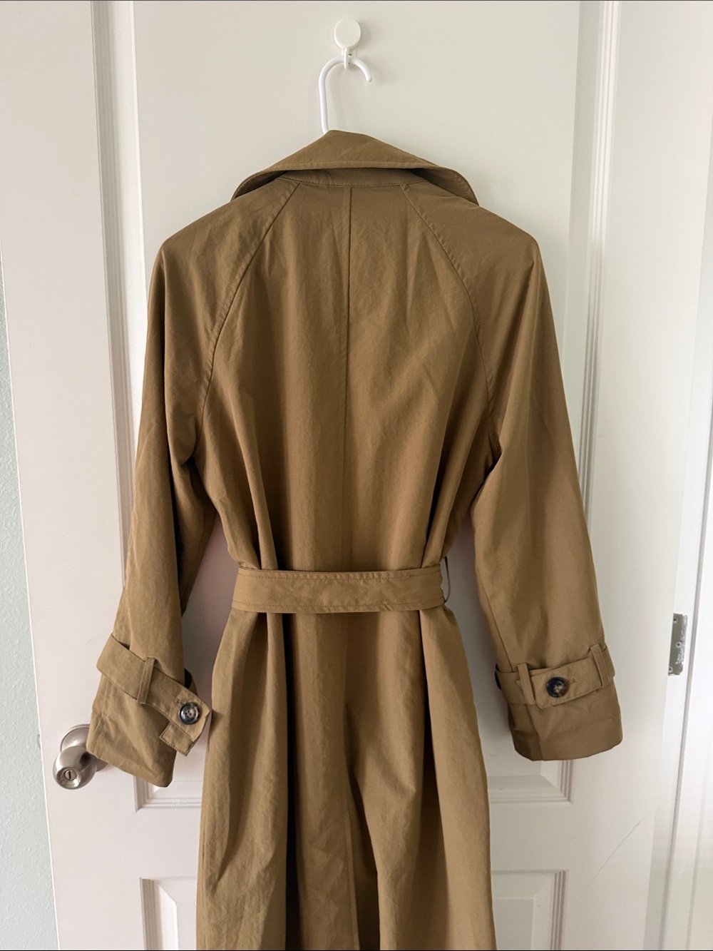 H&M Olive Tan Double-Breasted Trench Coat with Beltr XS OVERSIZED - Picture 4 of 11